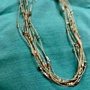 Jjill necklace silver strands with muted gold /silver beads